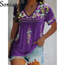 Load image into Gallery viewer, Sexy Boho V Neck Patchwork Blouse
