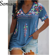 Load image into Gallery viewer, Sexy Boho V Neck Patchwork Blouse
