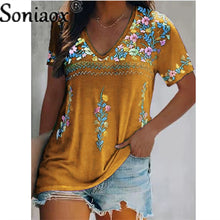 Load image into Gallery viewer, Sexy Boho V Neck Patchwork Blouse
