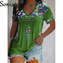 Load image into Gallery viewer, Sexy Boho V Neck Patchwork Blouse
